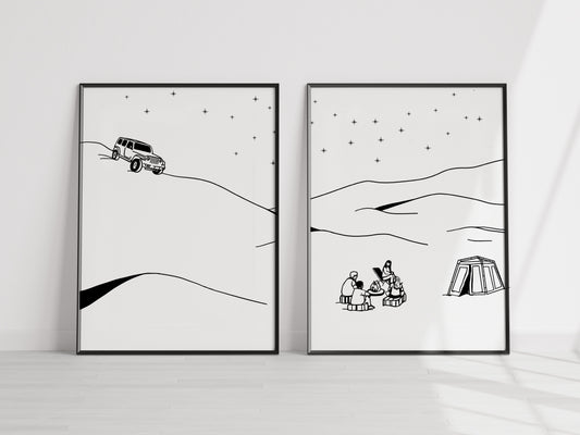 Pair of Posters - DESERT CAMPING