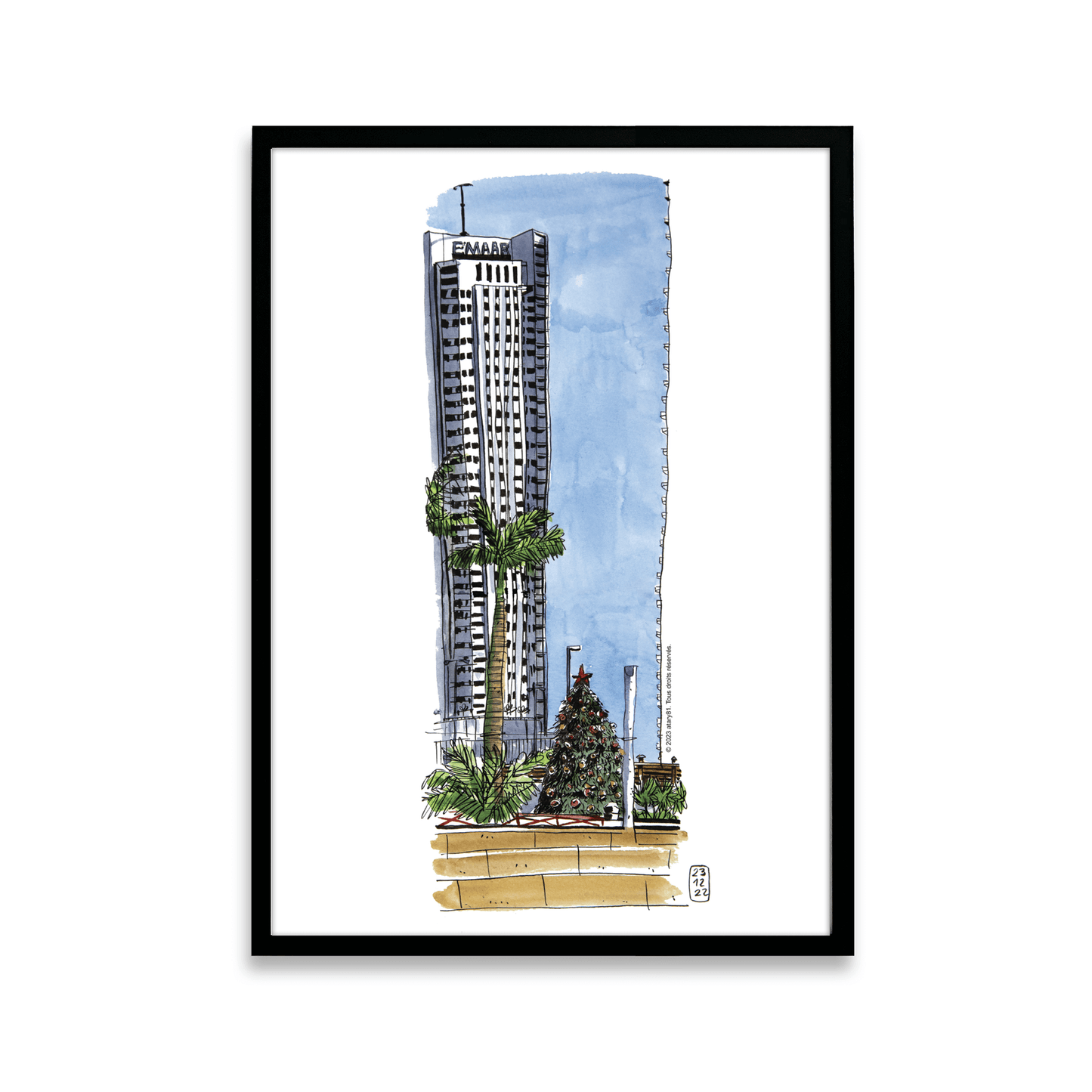 Christmas in Dubai - Watercolor print