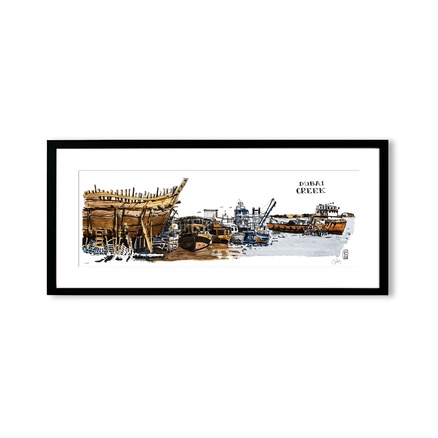 Dubai Creek - Watercolor Limited Edition print