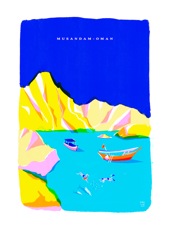 Postcards, Greeting cards - Musandam in Blue by Emilie Drouet