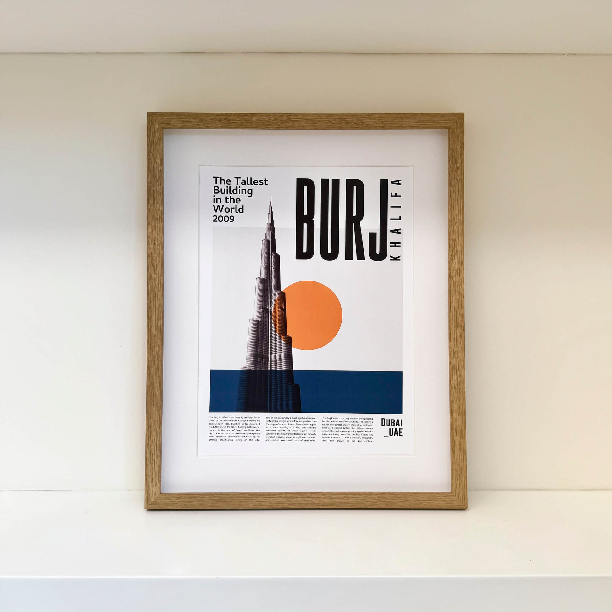 Framed Burj Khalifa poster from Urban Icons series, 30x40 cm in Dubai