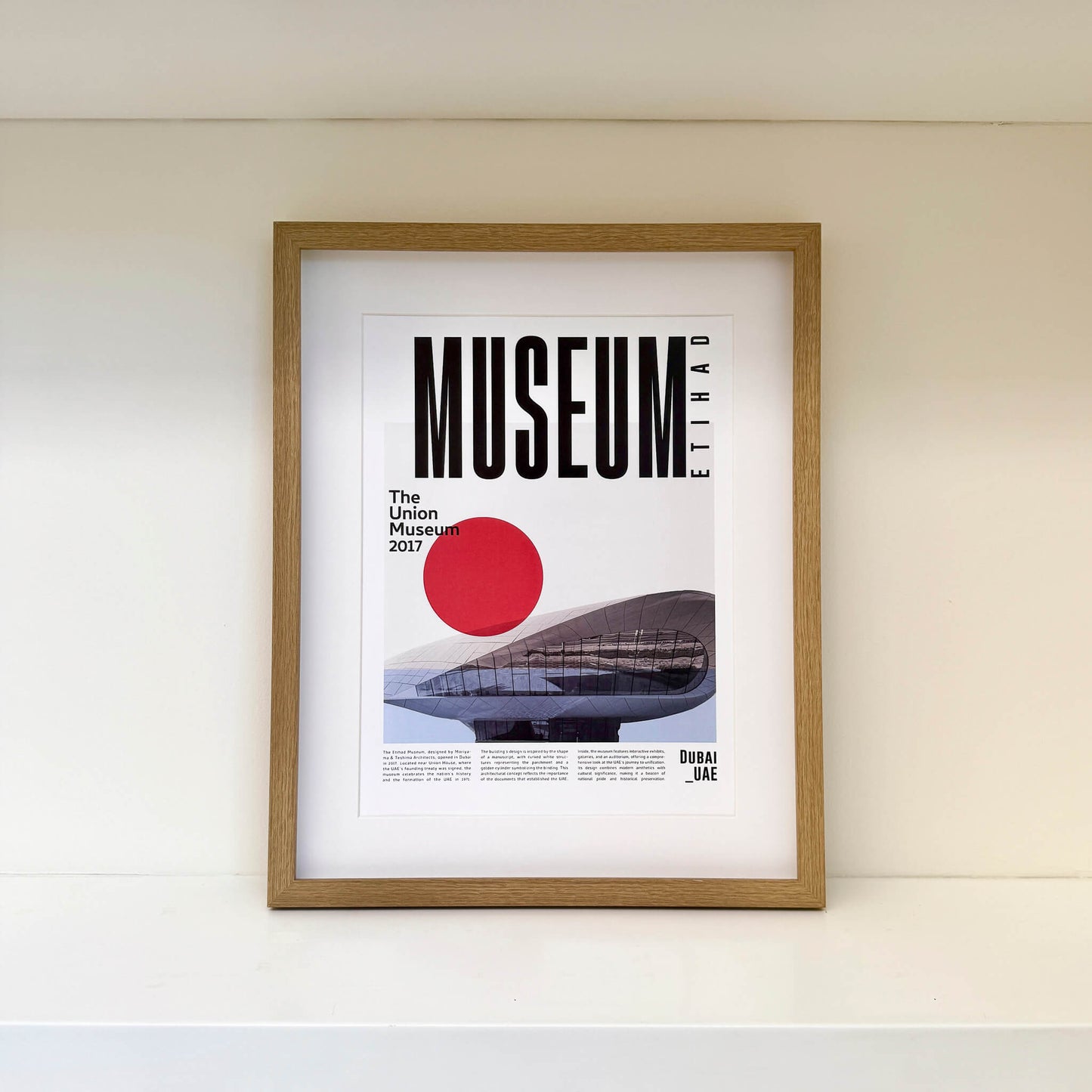 Framed Etihad museum poster from Urban icons series, 30x40 cm in 40x50 cm frame in Dubai