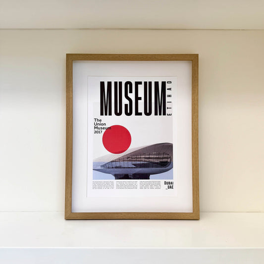 Framed Etihad museum poster from Urban icons series, 30x40 cm in 40x50 cm frame in Dubai