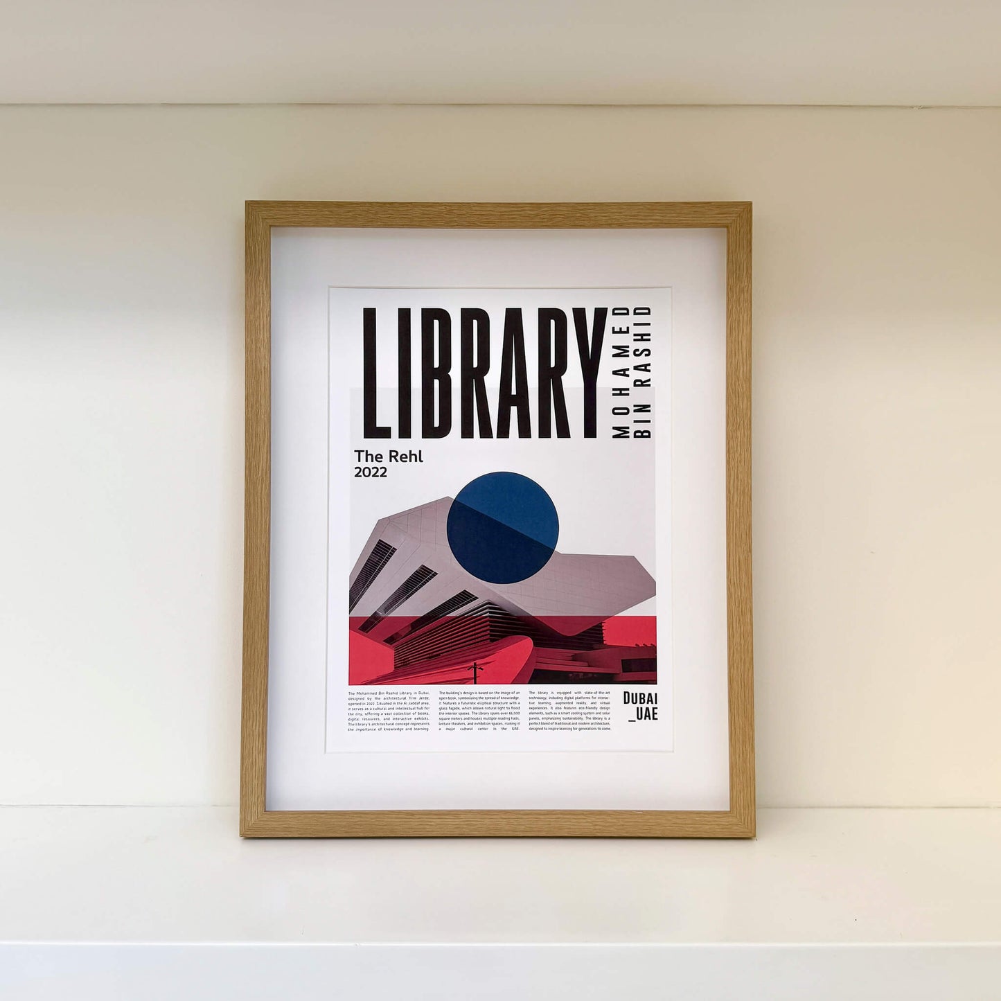 Framed Mohamed Bin Rashid Library poster from Urban Icons series, 30x40 cm in Dubai