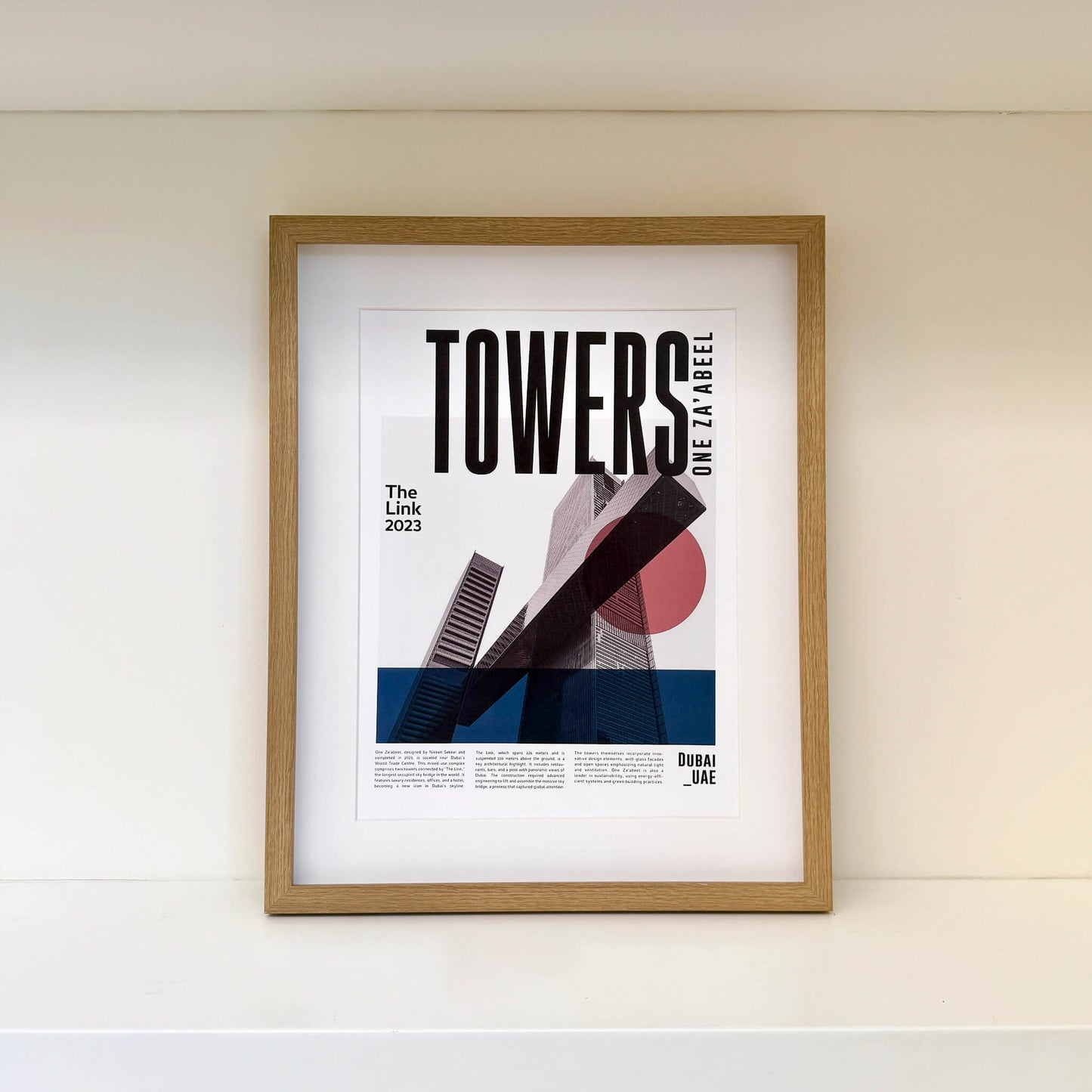 Framed One Za'abeel Towers poster from Urban Icons series, 30x40 cm in Dubai